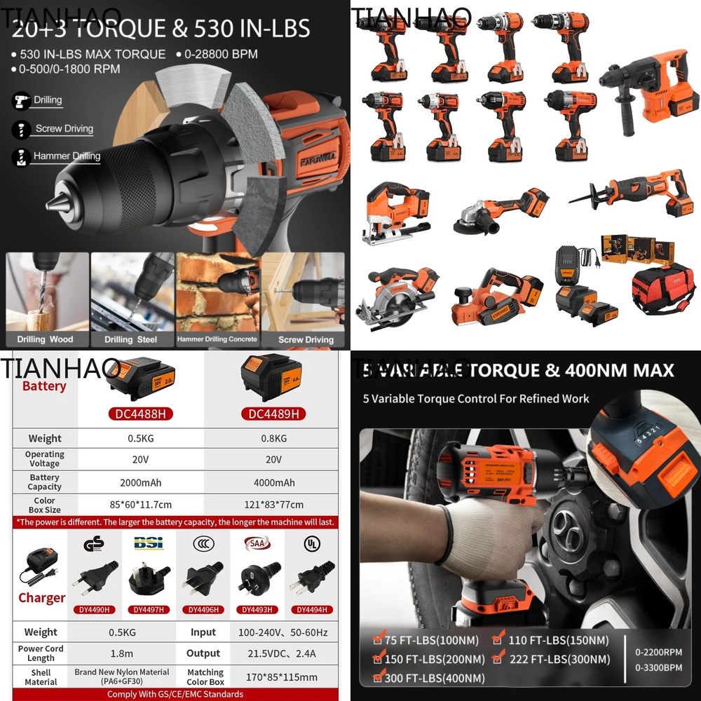 KAFUWELL PA4500 72H 20V Akülü  - Power Tools Combo Kits incelemesi ve fiyatı